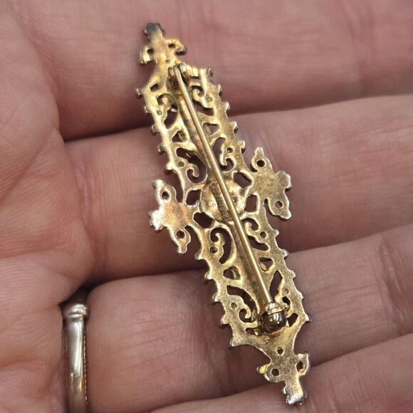 Vintage Sarah Coventry Early Faux Opal Cabochons Bar Brooch Pin Sterling Pink - Picture 3 of 5